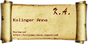Kolinger Anna névjegykártya